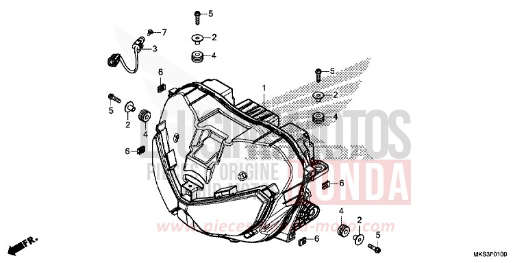 PROJECTEUR (CRF1100A/AL/D/DL) de Africa Twin DCT GRAND PRIX RED (R380B) 2020